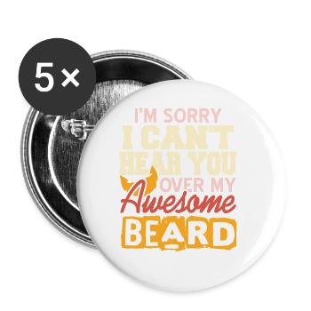 Je suis désolé de ne pas pouvoir t’entendre par-dessus ma barbe géniale - Lot de 5 grands badges (56 mm) - blanc - Devant