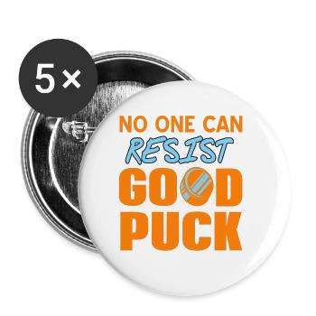 No One Can Resist Good Puck Retro Funny Hockey - Buttons groß 56 mm (5er Pack) - Weiß - Vorne