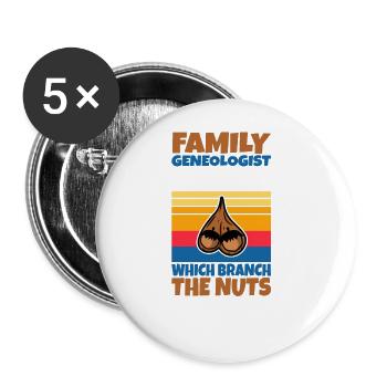 Généalogiste de famille je sais quelle branche les noix - Lot de 5 grands badges (56 mm) - blanc - Devant