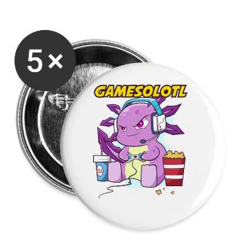Gamesolotl Axolotl as Gamer with Headset Anime - Buttons large 2.2''/56 mm (5-pack) - white - Front
