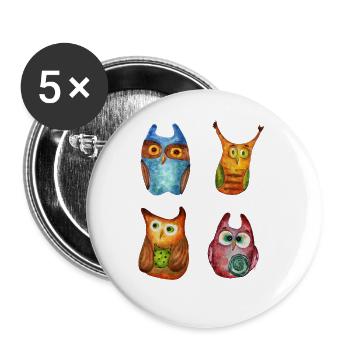 Eule Uhu Tier Waldtier Steinkauz Schleiereulen Fun - Buttons groß 56 mm (5er Pack) - Weiß - Vorne