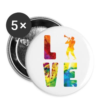 Trumpet Player Watercolor Love - Buttons groß 56 mm (5er Pack) - Weiß - Vorne