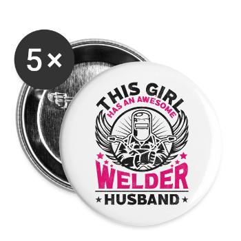 Soudeur Soudeur Femme Mari Ceci - Lot de 5 grands badges (56 mm) - blanc - Devant
