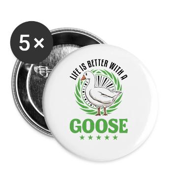 Life is better with a Goose goose breeder geese - Buttons large 2.2''/56 mm (5-pack) - white - Front