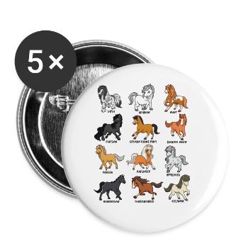 Cartoon Kawaii Horses - Horse Motif - Buttons large 2.2''/56 mm (5-pack) - white - Front