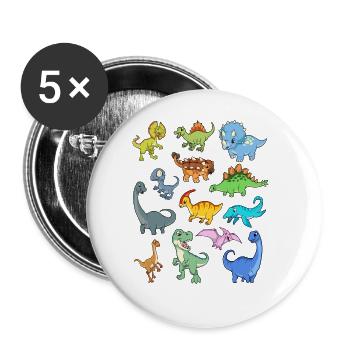 Many kawaii dinosaurs - Buttons large 2.2''/56 mm (5-pack) - white - Front