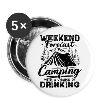 Camping Forecast Beer Tent Mountains Hiking Camper - Buttons large 2.2''/56 mm (5-pack) - white - Front