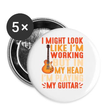 But In My Head I'm Playing My Guitar 2 - Buttons large 2.2''/56 mm (5-pack) - white - Front