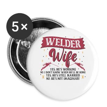 Welder Welding Wife Welder Wife - Buttons groß 56 mm (5er Pack) - Weiß - Vorne
