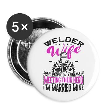 Soudeur Soudeur Mariage Mariage - Lot de 5 grands badges (56 mm) - blanc - Devant