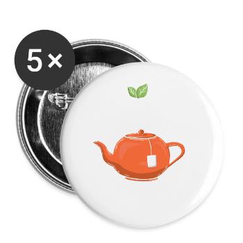 Lustiges gemütlich Bio Tee Trinker Spruch design - Buttons groß 56 mm (5er Pack) - Weiß - Vorne
