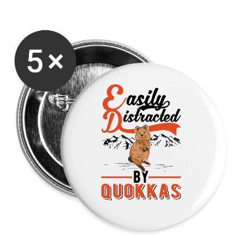 Easily distracted by Quokkas Kurzschwanzkänguru - Buttons groß 56 mm (5er Pack) - Weiß - Vorne