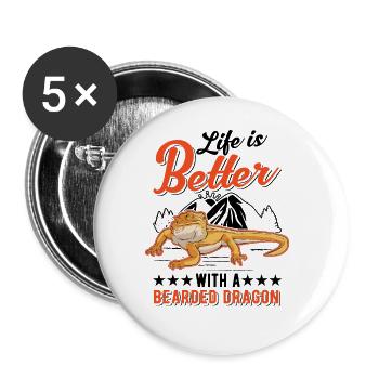La vie est meilleure avec les dragons barbus - Lot de 5 grands badges (56 mm) - blanc - Devant