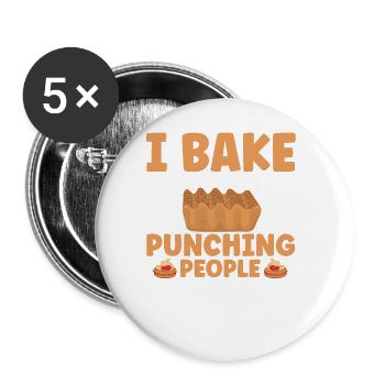 Bread Baking Gift Bakery Quote Baker - Buttons large 2.2''/56 mm (5-pack) - white - Front
