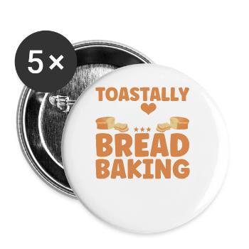 Bread Baking Gift Bakery Quote Baker - Buttons large 2.2''/56 mm (5-pack) - white - Front
