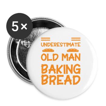 Bread Baking Gift Bakery Quote Baker - Buttons large 2.2''/56 mm (5-pack) - white - Front