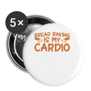 Bread Baking Gift Bakery Quote Baker - Buttons large 2.2''/56 mm (5-pack) - white - Front