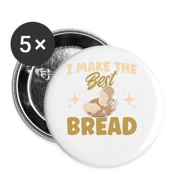 Bread Baking Gift Bakery Quote Baker - Buttons large 2.2''/56 mm (5-pack) - white - Front