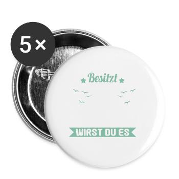 Lustiges Ostsee Segler Helgoland eigner Spruch - Buttons groß 56 mm (5er Pack) - Weiß - Vorne