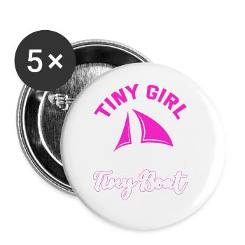 Kleines Mädchen Kleines Boot Segelschule Ostsee - Buttons groß 56 mm (5er Pack) - Weiß - Vorne