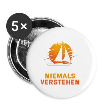 Lustiges Ostsee Segler Helgoland eigner Spruch - Buttons groß 56 mm (5er Pack) - Weiß - Vorne