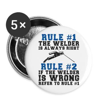 Welder Welding Vintage Rule #1 The - Buttons groß 56 mm (5er Pack) - Weiß - Vorne