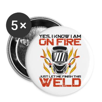 Welder Welding Vintage Yes, I Know - Buttons groß 56 mm (5er Pack) - Weiß - Vorne