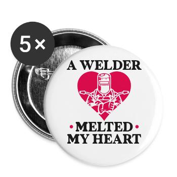 Welder Welding Girlfriend - Buttons groß 56 mm (5er Pack) - Weiß - Vorne