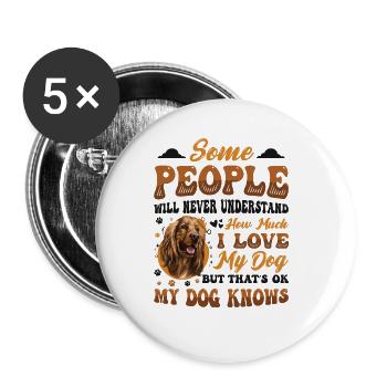 J’adore mon chien, Cocker Spaniel. - Lot de 5 grands badges (56 mm) - blanc - Devant