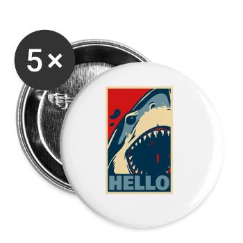 Hallo Hai - Buttons groß 56 mm (5er Pack) - Weiß - Vorne
