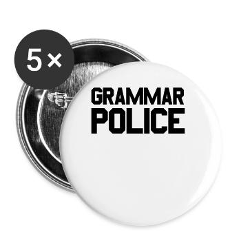 Grammatikpolizeikost�m Halloween Grammatikpolizei - Buttons groß 56 mm (5er Pack) - Weiß - Vorne