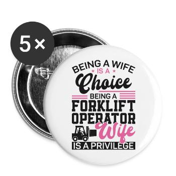 Certified Forklift Truck Operator - Buttons large 2.2''/56 mm (5-pack) - white - Front