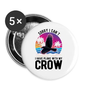 Crow Gift Crow Raven Beetle Breeder - Buttons large 2.2''/56 mm (5-pack) - white - Front