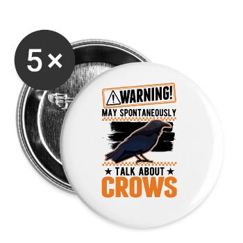Warning Crow Gift Raven Crow - Buttons large 2.2''/56 mm (5-pack) - white - Front