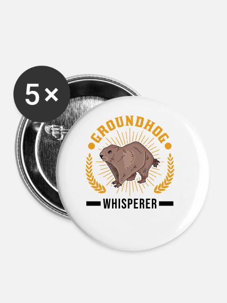 Murmeltier Flüsterer Groundhog Waldmurmeltier - Buttons groß 56 mm (5er Pack) - Weiß
