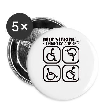 Handicapped Wheelchair Cyborg Leg Arm Amputee - Buttons groß 56 mm (5er Pack) - Weiß - Vorne