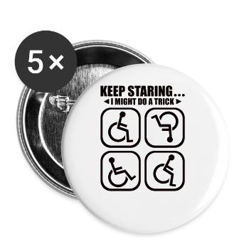 Handicapped Wheelchair Cyborg Leg Arm Amputee - Buttons groß 56 mm (5er Pack) - Weiß - Vorne