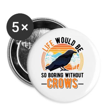 Crow Raven Crow Crow Husbandry Crow Breeder - Buttons large 2.2''/56 mm (5-pack) - white - Front