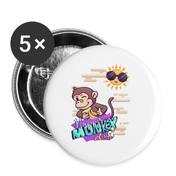 Affe bei schönem Wetter - Buttons groß 56 mm (5er Pack) - Weiß - Vorne