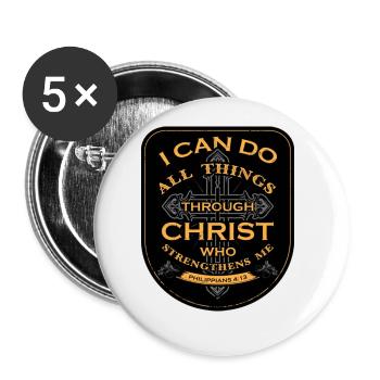 I Can Do All Things Through Christ Who Strengthens - Buttons groß 56 mm (5er Pack) - Weiß - Vorne