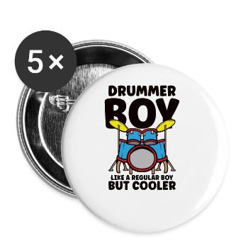 Batteur Batterie Musique Batterie Batterie - Lot de 5 grands badges (56 mm) - blanc - Devant