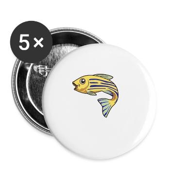 Kawaii Zebrafisch - Buttons groß 56 mm (5er Pack) - Weiß - Vorne