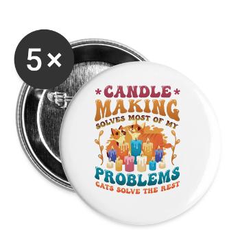 Candle Making Cat Lovers Candle Makers - Buttons large 2.2''/56 mm (5-pack) - white - Front