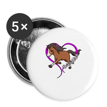 Amateurs de chevaux - pur-sang - Lot de 5 grands badges (56 mm) - blanc - Devant