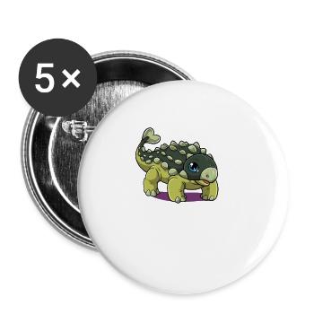 Dessin animé Ankylosaurus - Lot de 5 grands badges (56 mm) - blanc - Devant