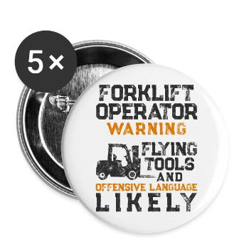 Certified Forklift Truck Operator - Buttons large 2.2''/56 mm (5-pack) - white - Front