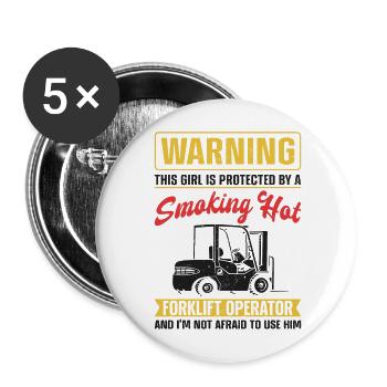 Certified Forklift Truck Operator - Buttons large 2.2''/56 mm (5-pack) - white - Front