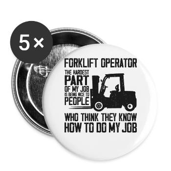 Certified Forklift Truck Operator - Buttons large 2.2''/56 mm (5-pack) - white - Front