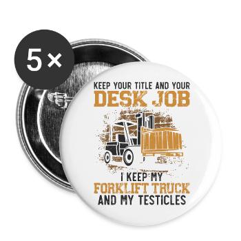 Opérateur de chariot élévateur certifié - Lot de 5 grands badges (56 mm) - blanc - Devant