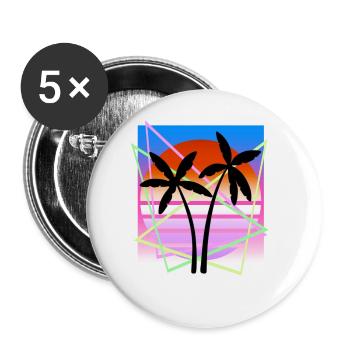 Cool Retro Palm Tree Island Vapor Wave Designs - Lot de 5 grands badges (56 mm) - blanc - Devant